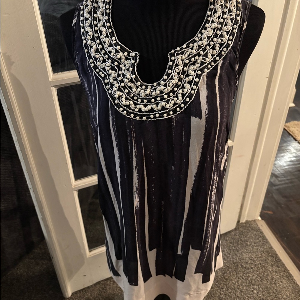 Forever 21 Monochrome Beaded Sleeveless Top
